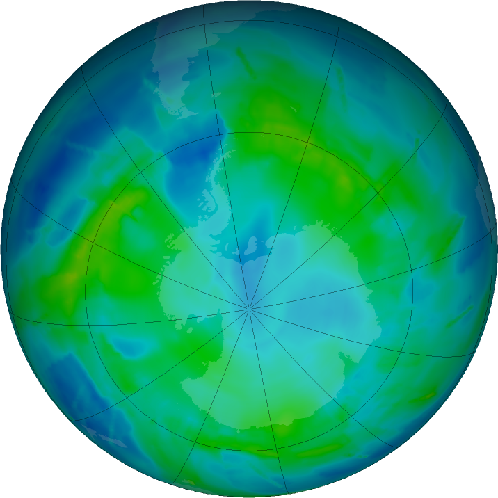 Antarctic ozone map for 02 May 2011